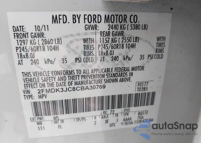 2FMDK3JC8CBA30769: 41876179