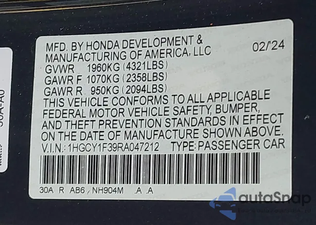 1HGCY1F39RA047212: 41880758