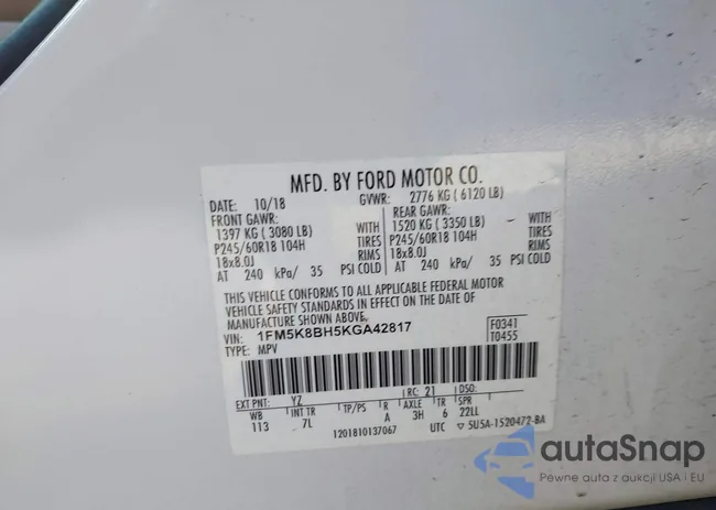 1FM5K8BH5KGA42817: 41881163