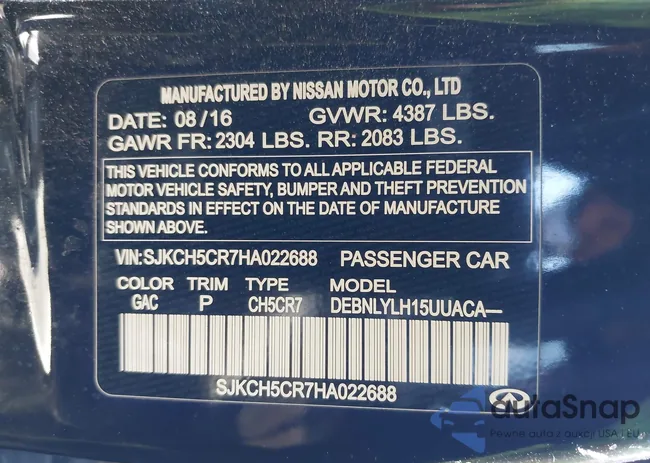 SJKCH5CR7HA022688: 41883348