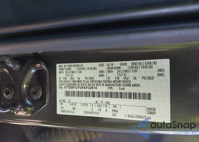 1FTEW1CP2KKF32814: 41884988