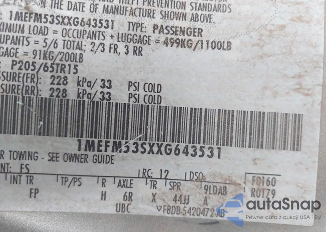 1MEFM53SXXG643531: 41887689