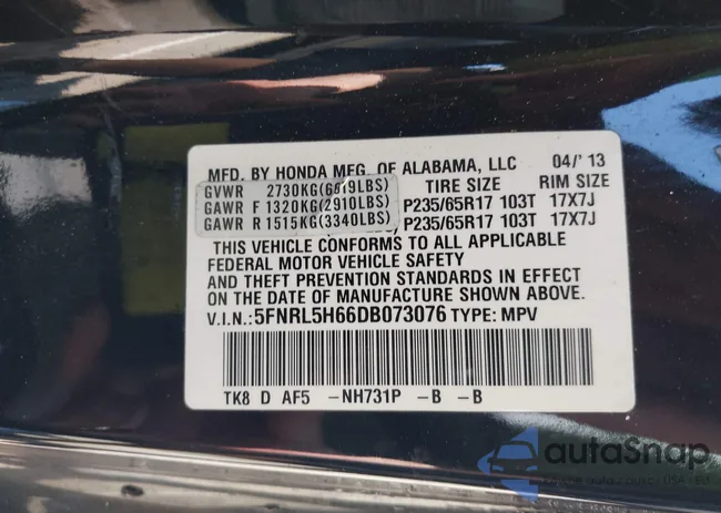 5FNRL5H66DB073076: 41886808