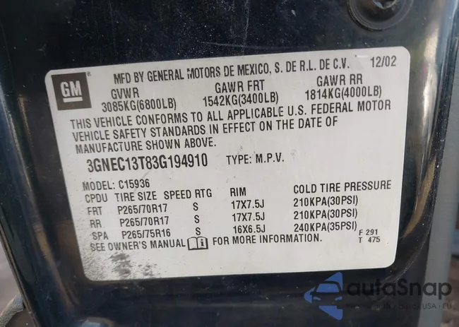 3GNEC13T83G194910: 41889454