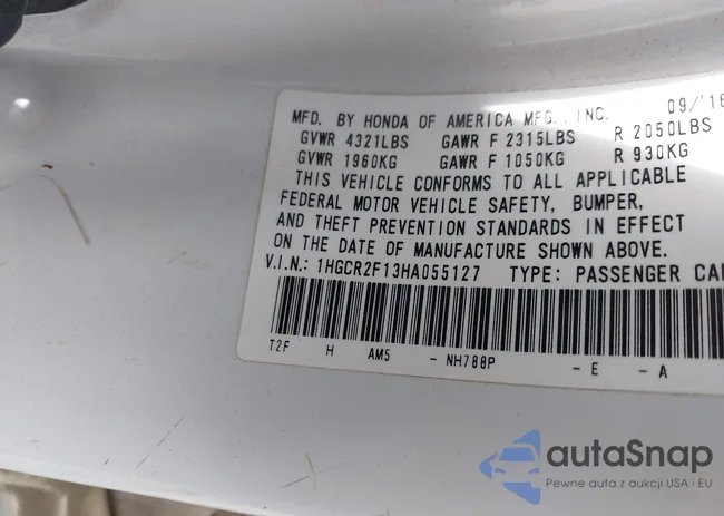 1HGCR2F13HA055127: 41889700