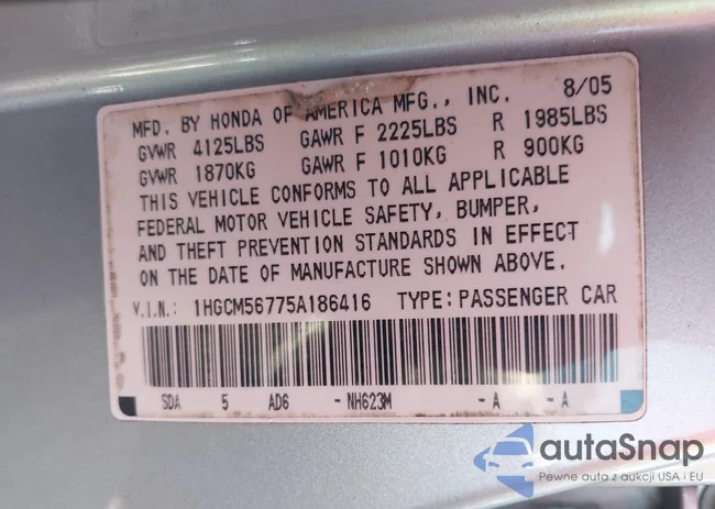 1HGCM56775A186416: 41888986