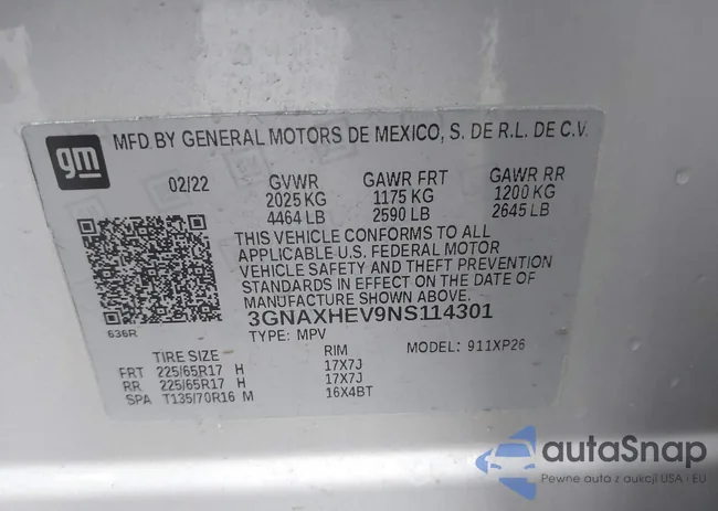 3GNAXHEV9NS114301: 41890422