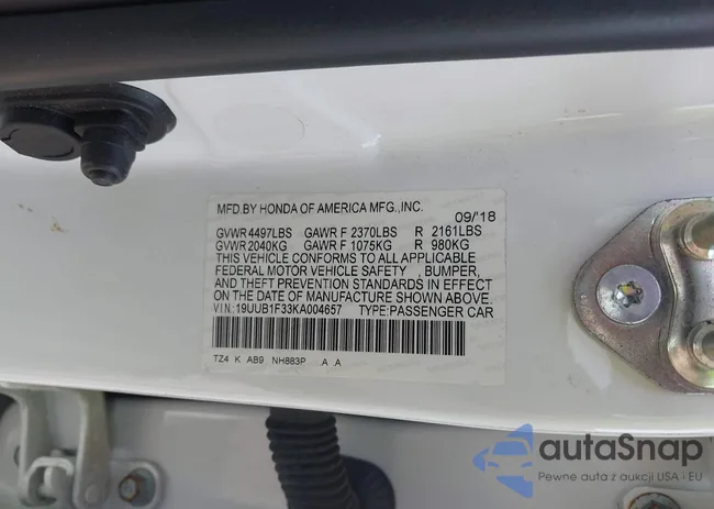 19UUB1F33KA004657: 41890501