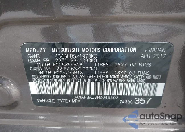 JA4AP3AU3HZ049407: 41890748