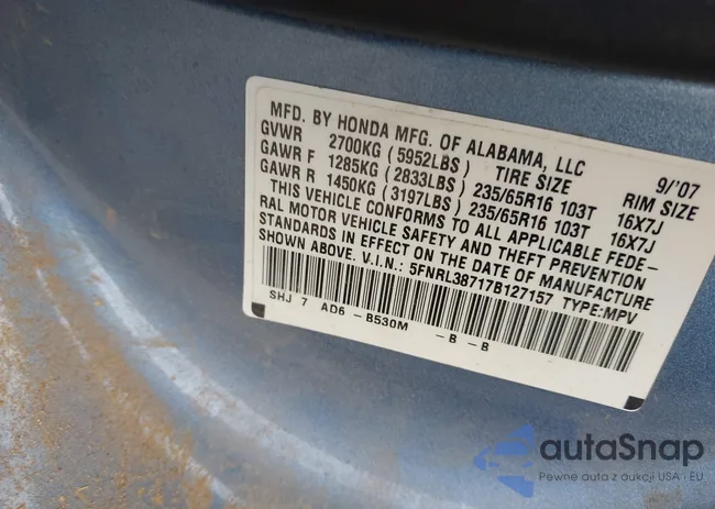 5FNRL38717B127157: 41890838