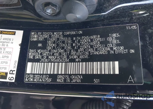 JTEBU17R568063284: 41892165