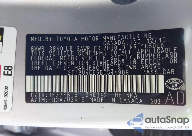 2T1BU4EE6BC544908: 41892008