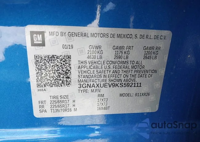 3GNAXUEV9KS592111: 41893675