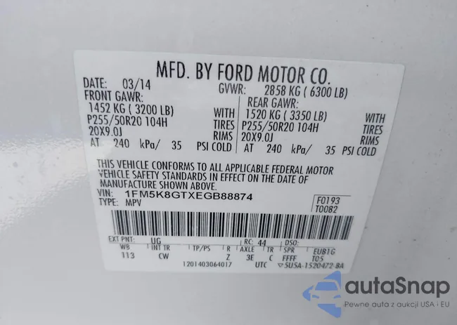 1FM5K8GTXEGB88874: 41894234