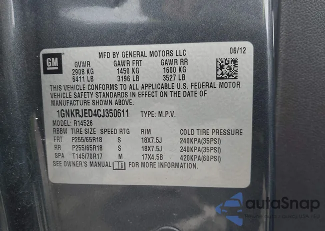 1GNKRJED4CJ350611: 41896451