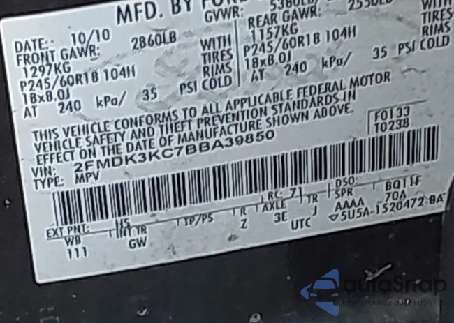 2FMDK3KC7BBA39850: 41897447