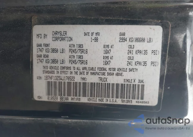 1B7HF13Z5WJ170522: 41897479