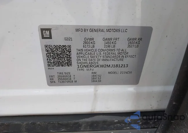 1GNERGKW2MJ181213: 41899383