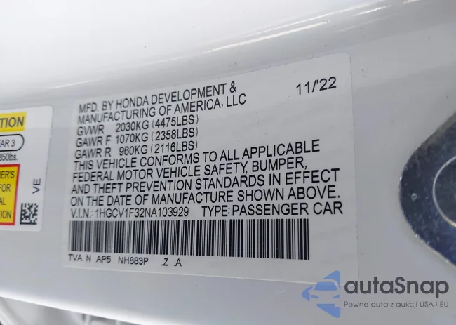 1HGCV1F32NA103929: 41898774