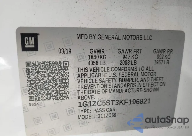 1G1ZC5ST3KF196821: 41899039