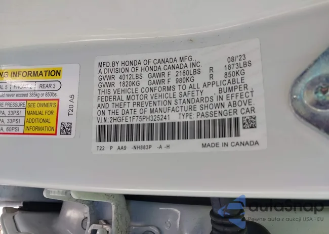 2HGFE1F75PH325241: 41900306