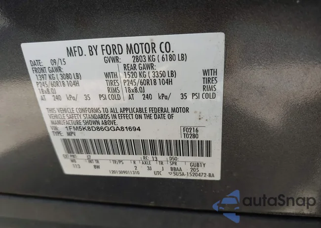 1FM5K8D86GGA81694: 41899752