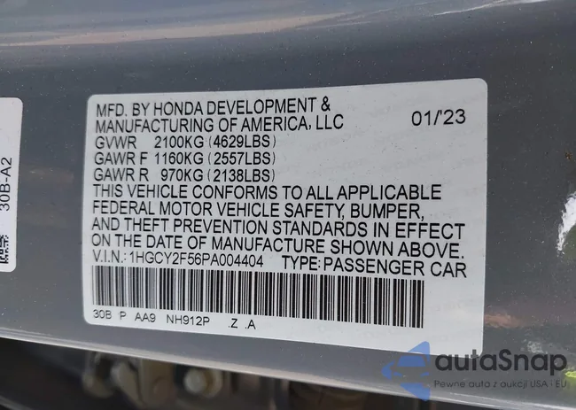 1HGCY2F56PA004404: 41901660