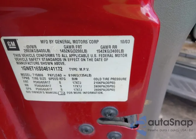 1GNET16S046141172: 41900941