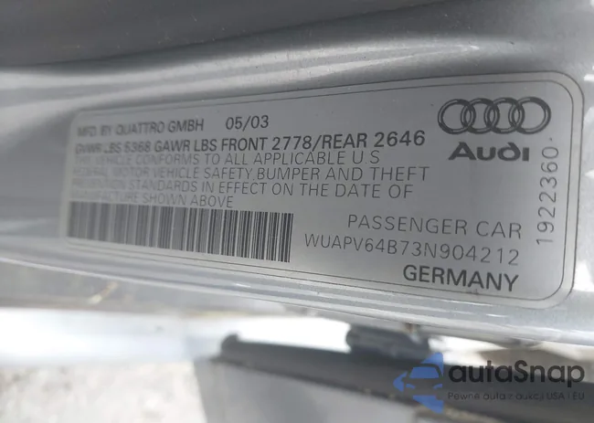 WUAPV64B73N904212: 41902417