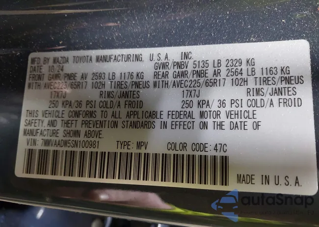 7MMVAADW5SN100981: 41902558