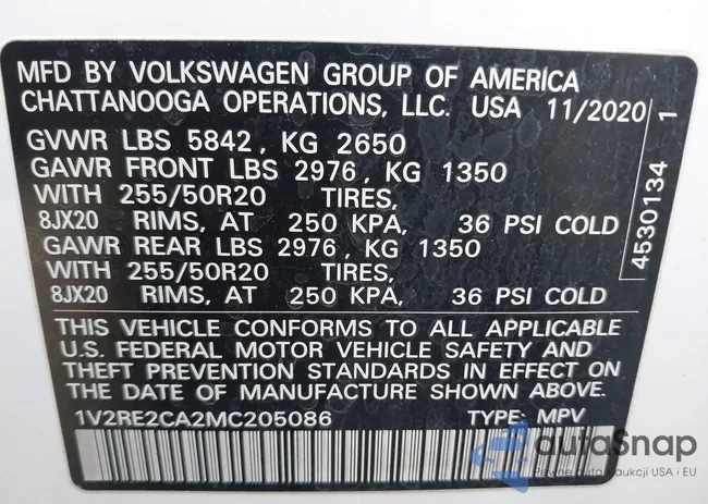 1V2RE2CA2MC205086: 41902654