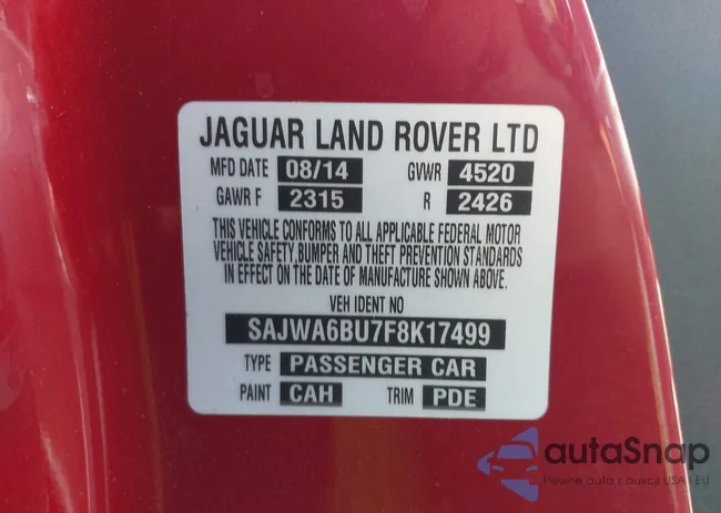 SAJWA6BU7F8K17499: 41903039