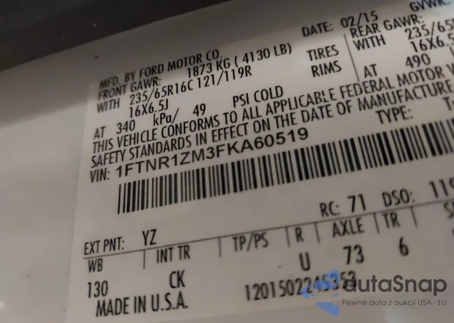 1FTNR1ZM3FKA60519: 41904512