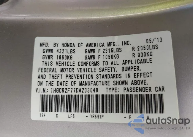 1HGCR2F77DA203049: 41905433