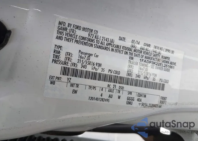 1FADP3K22EL251661: 41905464