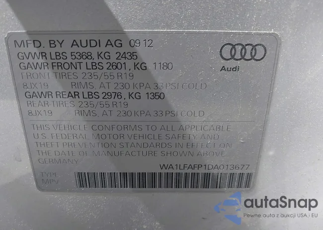 WA1LFAFP1DA013677: 41906301