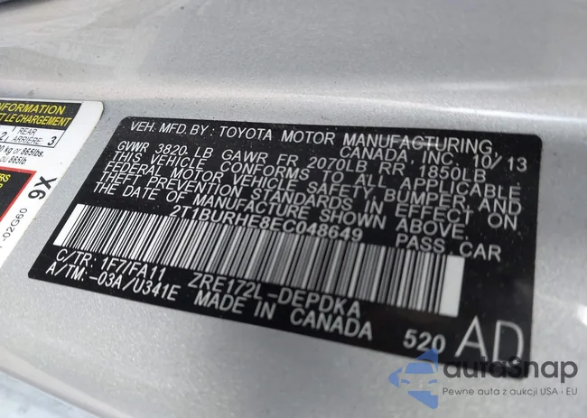 2T1BURHE8EC048649: 41907611