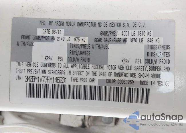 3MZBM1V77FM146231: 41907647