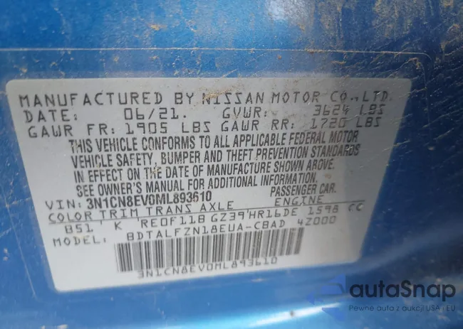 3N1CN8EV0ML893610: 41908374