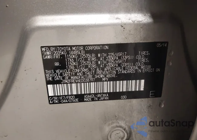 JTMZFREV6ED038797: 41907901