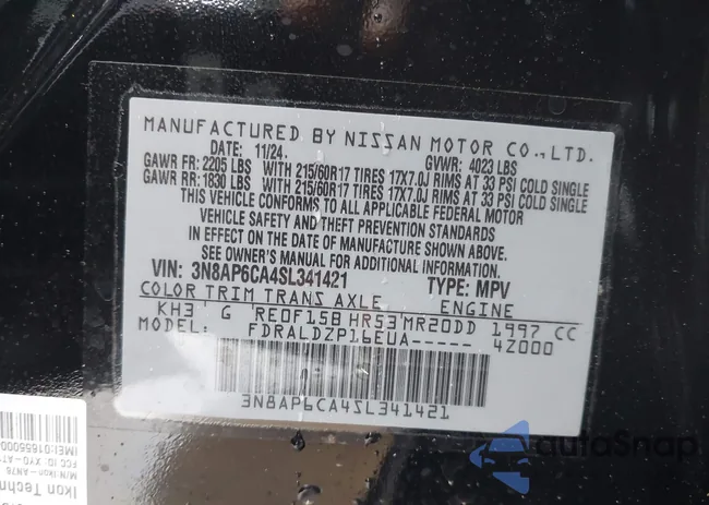 3N8AP6CA4SL341421: 41908011