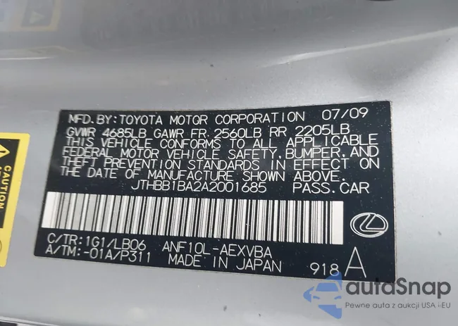 JTHBB1BA2A2001685: 42906690