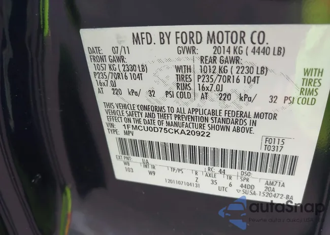 1FMCU0D75CKA20922: 42906723