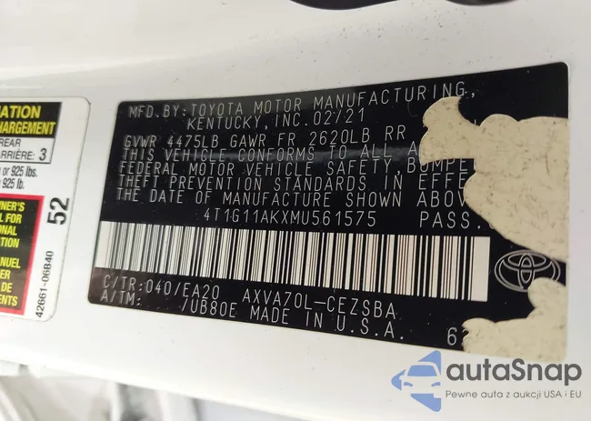 4T1G11AKXMU561575: 42906746