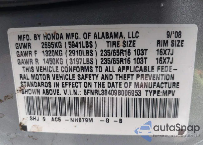 5FNRL38409B006953: 42906803