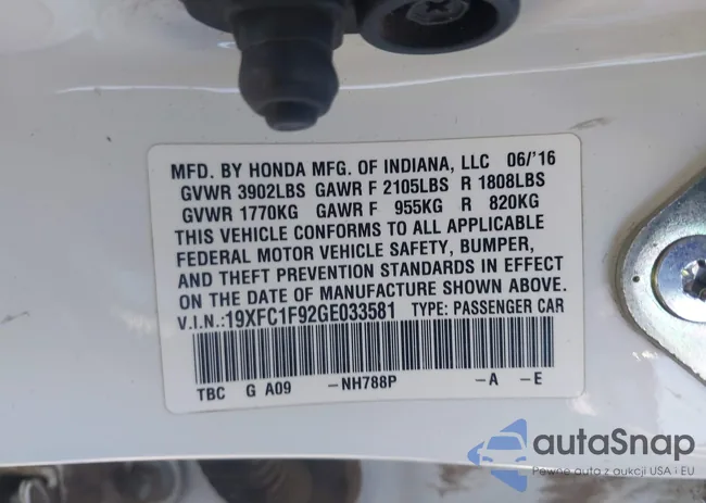 19XFC1F92GE033581: 42906880