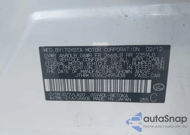 JTHBK1EG6C2495438: 42906986