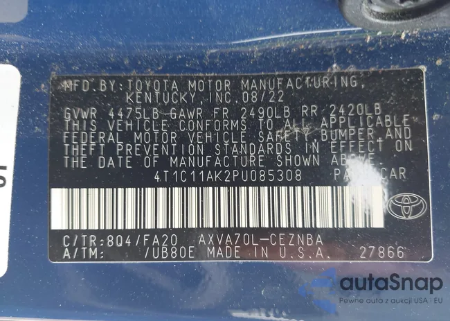 4T1C11AK2PU085308: 42907037