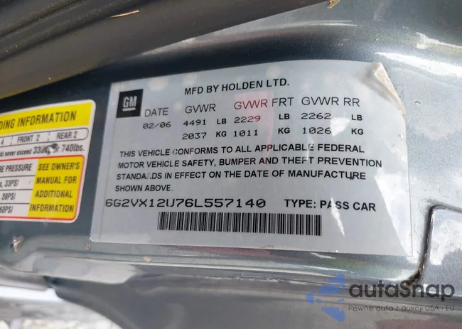 6G2VX12U76L557140: 42907055