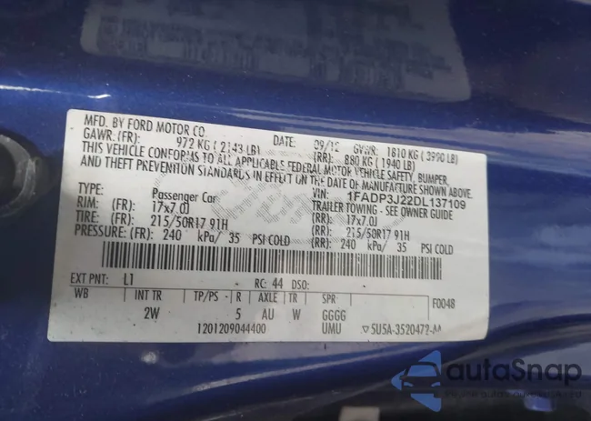 1FADP3J22DL137109: 42907183